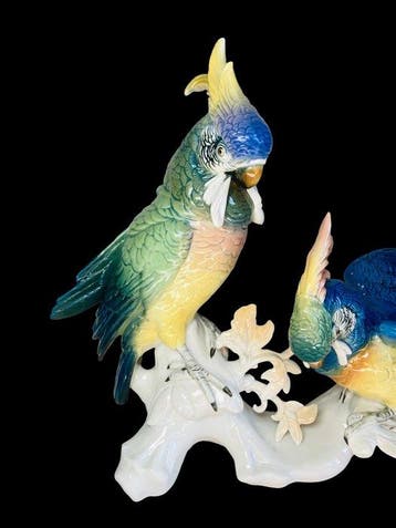 Karl Ens, Volkstedt - Beeldje - Paired Parrots - Porselein