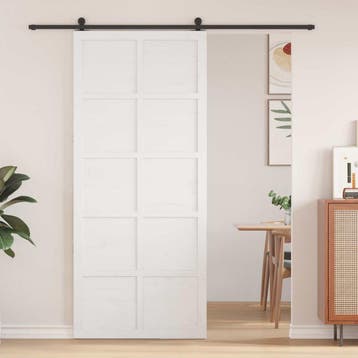vidaXL Schuifdeur Wit 90 x 2,5 x 208 cm Massief grenenhout, Doe-het-zelf en Bouw, Verzenden, Nieuw