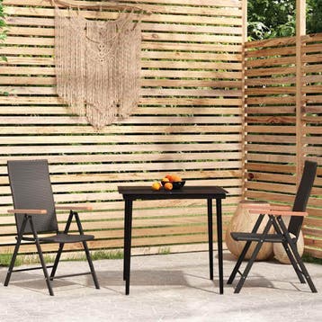 vidaXL 3-delige Tuinset zwart, Tuin en Terras, Verzenden, Nieuw, Tuinset