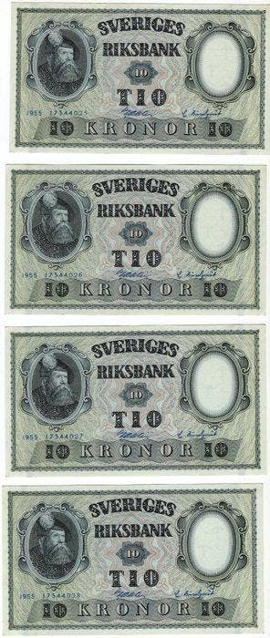 Zweden. - 14 x 10 Kronor - 1955/1958 (Zonder minimumprijs), Postzegels en Munten