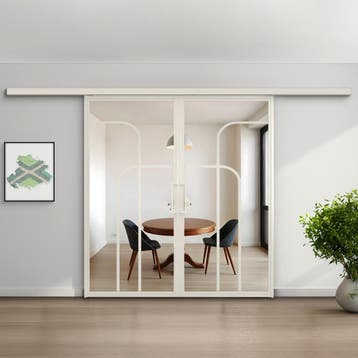 Dubbele stalen schuifdeur koofsysteem Wit 4 Vlaks rond Helde, Nieuw, Metaal, 75 tot 150 cm, 150 tot 225 cm