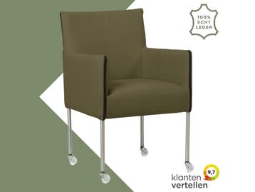Leren eetkamerstoel More - Toledo Olive (olijf/goen) -, Huis en Inrichting, Overige kleuren, Bohemian, Industrieel, Modern, Scandinavisch