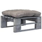 vidaXL Tuinhocker met grijs kussen pallet hout grijs, Tuin en Terras, Verzenden, Nieuw