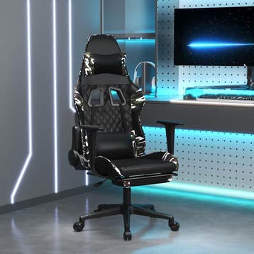 vidaXL Massage gamestoel met voetensteun kunstleer zwart en, Verzenden, Nieuw