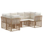 vidaXL Buiten bank set met kussen 6 pcs Naturel Polyester, Verzenden