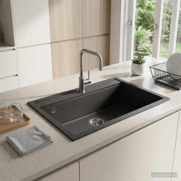 vidaXL Enkele spoelbak keuken Graniet 79,5 x 50,5 x 20 cm, Verzenden, Nieuw