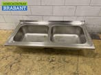 Plan de travail en acier inoxydable Double évier 140 x 70 cm, Verzenden