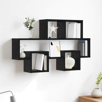 vidaXL Wandplank Muurmontage Zwart eiken 82 x 15 x 51 cm, Verzenden