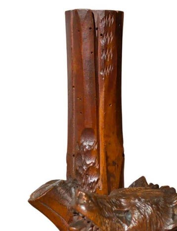 Lamp - Hout - Black Forest Bear Lamp, Antiquités & Art