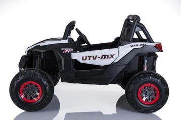 Kinderauto, BEACH BUGGY wit, Mp4 TV scherm, leder, eva, 4WD,, Kinderen en Baby's, Ophalen of Verzenden, Nieuw