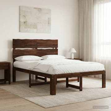 vidaXL Tweepersoonsbed met hoofdbord ROSTOCK Donkerbruin 150, Huis en Inrichting, Slaapkamer | Bedden, Verzenden, Nieuw