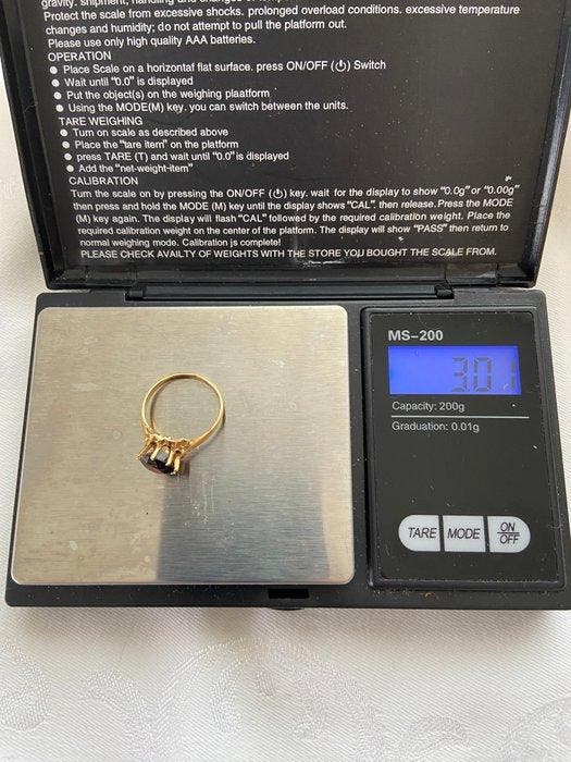 Bague - 14 carats Or jaune Grenat - Grenat, Bijoux, Sacs & Beauté, Bagues