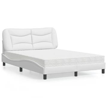 vidaXL Bed met matras Hvar kunstleer wit 120x200 cm, Huis en Inrichting, Verzenden, Nieuw