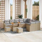 vidaXL Tuinbank Set met kussen 12 pcs Beige poly rattan, Verzenden, Nieuw