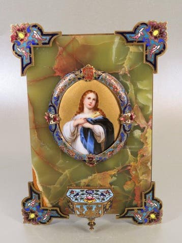 sculptuur, Maria - 22.5 cm - Wijwaterbakje / houder met