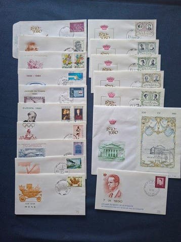 België 1980/1989 - Partij Eerste Dag enveloppen uit de, Postzegels en Munten, Gestempeld