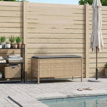 vidaXL Tuin Voetenbank Beige en Lichtgrijs 80 x 38 x 42 cm, Verzenden