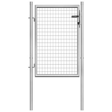 vidaXL Tuinpoort gegalvaniseerd staal 105x100 cm zilver, Verzenden, Nieuw