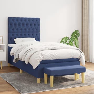 vidaXL Boxspring met matras stof blauw 90x190 cm, Verzenden, Nieuw