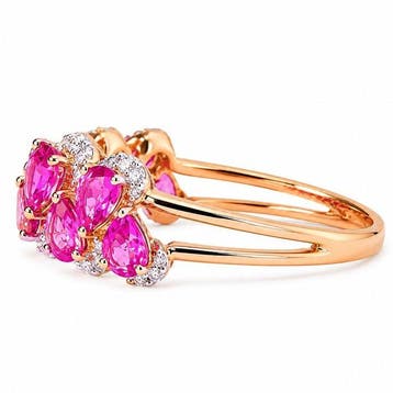 Statement ring - 14 karaat Geel goud - 2.00ct. tw. Robijn -