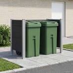 vidaXL Afvalbak Schutting Grijs 161 x 85 x 115 cm Aluminium, Verzenden
