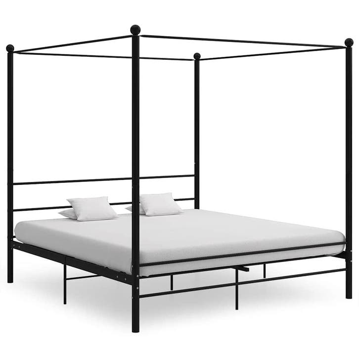 vidaXL Hemelbedframe metaal zwart 180x200 cm, Maison & Meubles, Chambre à coucher | Lits, Envoi