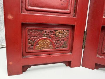 Kamerscherm - Hout, Kleine Japanse urushi-lakenscherm met