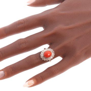 Ring - 18 karaat Geel goud, Witgoud - Diamant - Vintage uit