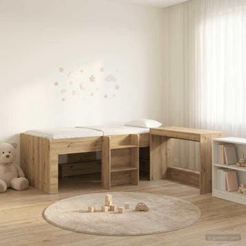 vidaXL Kinderhoogslaper met bureau 2 st Artisanaal eiken, Huis en Inrichting, Verzenden, Nieuw
