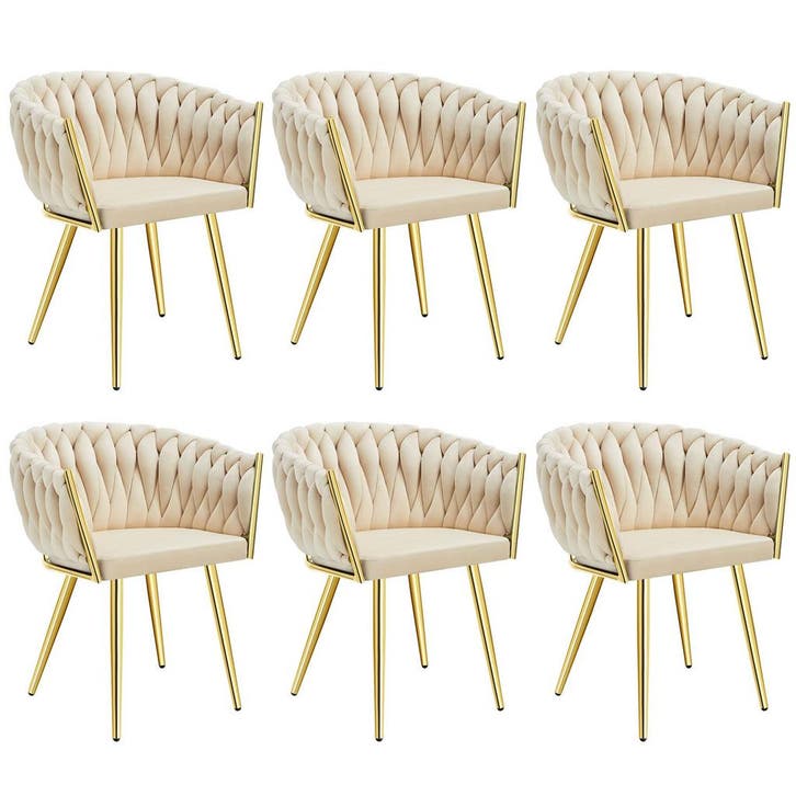 tectake Set eetkamerstoelen Astano fluweel, knoopdesign - za, Maison & Meubles, Chaises, Envoi