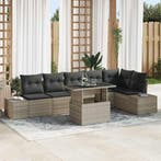 vidaXL Tuinbank Set met opslag 7 pcs Lichtgrijs Poly rattan, Verzenden, Nieuw