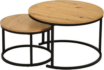 Salontafel rond - Koffietafel - Set van 2 - Bruin/Zwart - Am, Verzenden