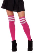 Roze Kousen Wit Gestreept Cheerleader, Verzenden, Nieuw