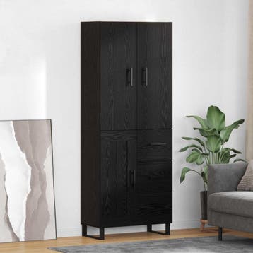 vidaXL Highboard 2 st Zwart Eiken 69,5 x 34 x 180 cm, Huis en Inrichting, Kasten | Dressoirs, Verzenden, Nieuw
