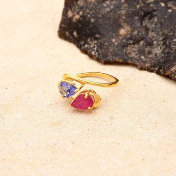 Teenring - 14 karaat Geel goud - 1.83ct. tw. Robijn -