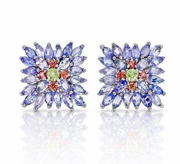Zonder minimumprijs - Oorbellen 925 zilver, tansaniet,, Nieuw