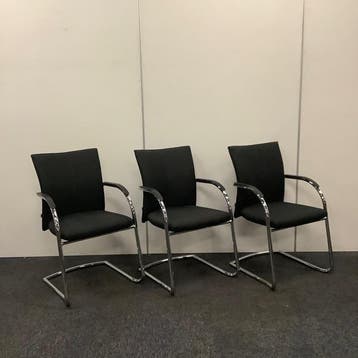 complete set van 3 stuks vergaderstoelen,  Klöber 742,, Gebruikt, Zwart, Drie