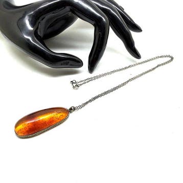 Vintage ketting en hanger, natuurlijk Baltisch amber met, Nieuw