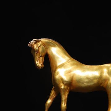 Beeld, Copper gilded steed - 20 cm - Koper