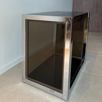 Bijzettafel - Roestvrij staal, Glas, Hout