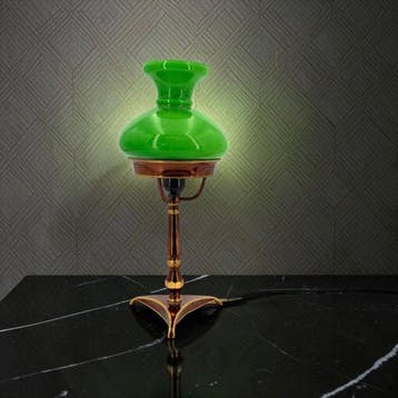 Tafellamp - Art Deco - Brons, Kristal