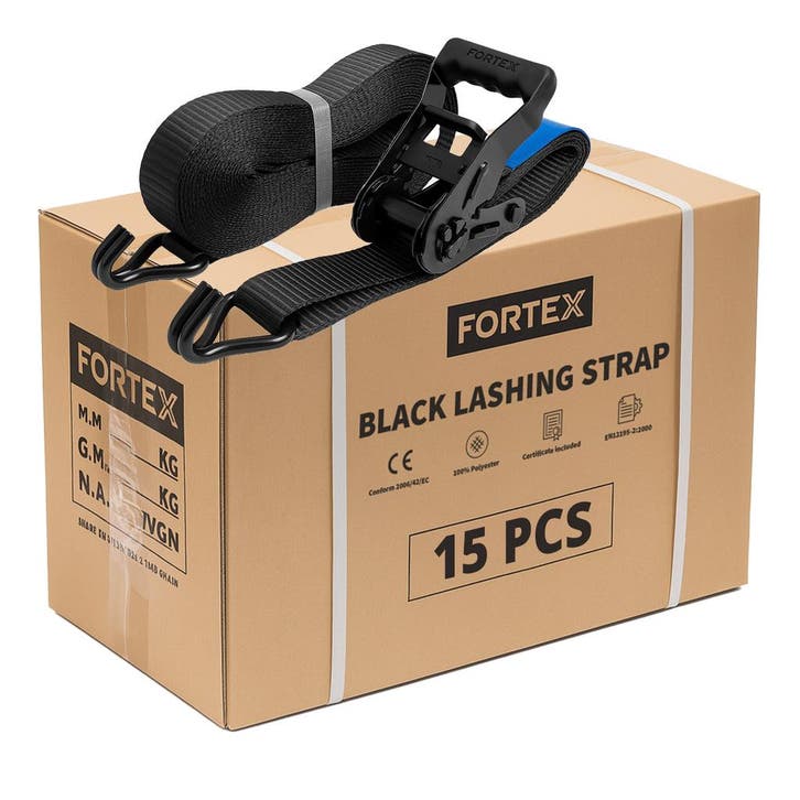 15x FORTEX 2-delige spanband met ratel en haken - 35mm -, Muziek en Instrumenten, Licht en Laser, Verzenden
