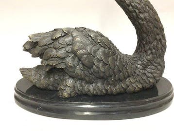 Sculpture, Zwemmende Zwaan - 30 cm - Bronze, Antiquités & Art