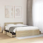 vidaXL Bedframe met hoofdbord sonoma eikenkleurig 160x200 cm, Verzenden