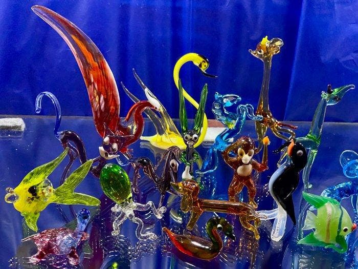 Beeldje - Glazen dierfiguren murano-style (17) - Glas, Antiquités & Art, Antiquités | Jouets