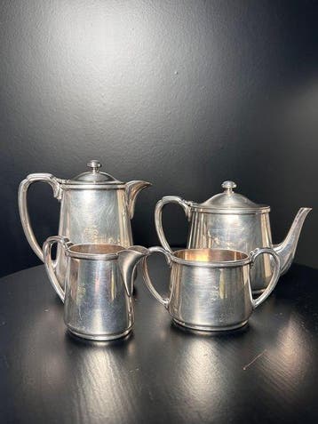 Koffieservies (4) - Antique/Vintage Art Deco Silver-Plated