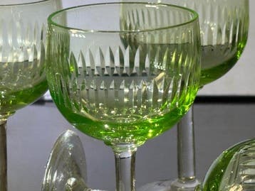 zeer mooie antieke ( URANIUM GLAZEN ) glazen - Drinkglas (6)