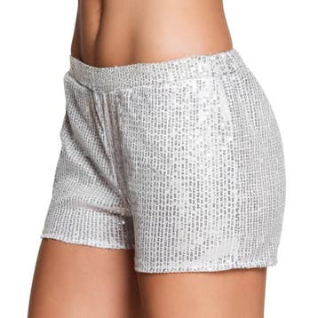 Korte Broek Pailletten Zilver M, Verzenden, Nieuw