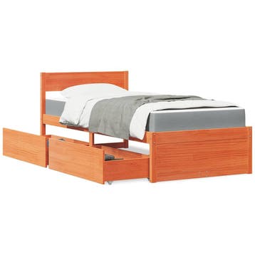 vidaXL Bed met lades en matras massief grenenhout wasbruin, Huis en Inrichting, Verzenden, Nieuw