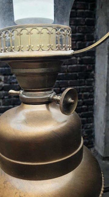 Lamp - Brons, Glas, Metaal - Vintage maanvormige tafellampen